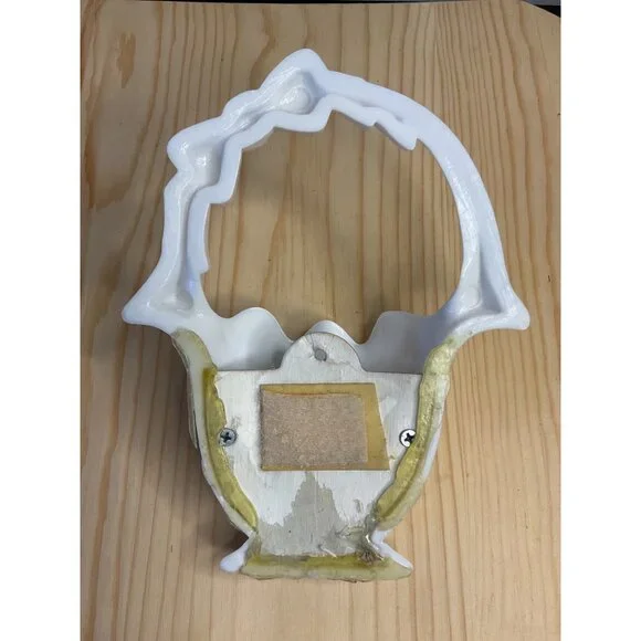 Vintage White Hobnail Milk Glass Wall Pocket Basket With Bow Detail - Picture 2 of 4